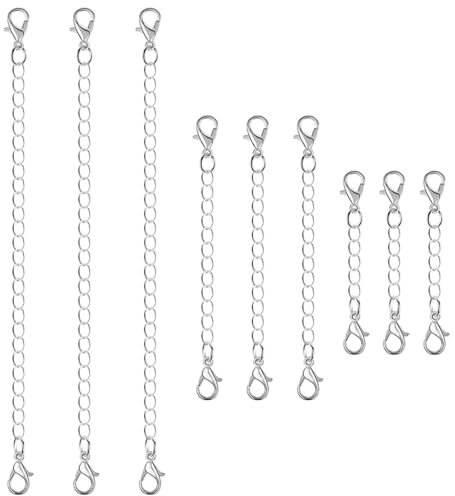 NIANOPKM 9 Stück Halskettenverlängerungen, Schmuckverlängerungen für Halsketten, Silberarmbänder, Kettenverlängerungen für Halsketten, Armbänder und Schmuckherstellung （Silberne）