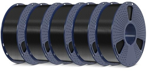 SUNLU 5KG PLA Plus 3D Druckerfilament, PLA+ Filament 1.75mm, Robustes 3D Filament, Kompatibel mit 3D Druckern, 1kg Spule (2.2 Pfund), insgesamt 5kg, PLA+ Schwarz