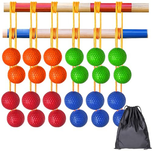 Niantime 12 Pack Ladder Balls Ladder Toss Balls Replacement with Storage Bag for Toss Match (‎Red Blue Green Orange)