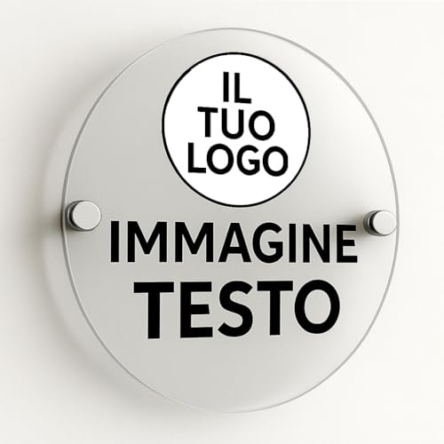 Mr Pubblicità - Targa Personalizzata Plexiglass Personalizzata, Stampata con Logo Testo o Immagine, Insegna, Cartello, Targhetta (Cerchio 15 cm)