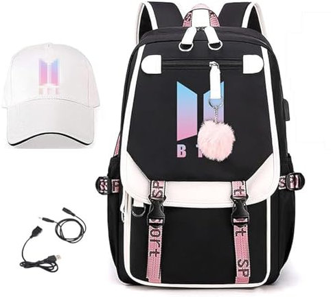 PYTRARTY Rucksack BTS,BTS Schulrucksack Teenager,BTS Große Kapazität Rucksack,Kinder Schulrucksack BTS,Rucksack Geeignet für Kinder BTS Merch.