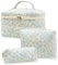 Aucuu 3PCS Set Kosmetiktasche, Reise Kosmetiktasche Set Damen, Kulturtasche Damen mit Blumenmuster, Gesteppte Kulturtasche, Kulturbeutel Make Up Tasche, Tragbare Schminktasche für Mädchen Frauen