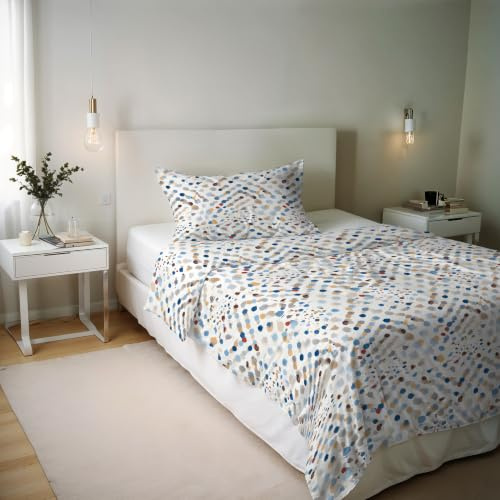 Italian Bed Linen River Cotton Single Duvet Cover Set, Made in Italy – Duvet Cover Set – Duvet Cover 150 x 200 cm with Double Flap and Pillow Cases (Single, Tarim)