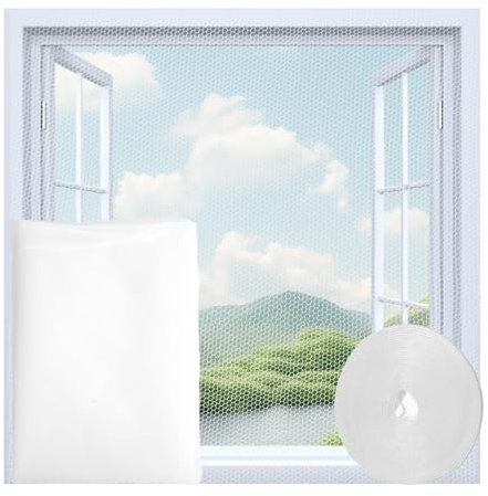 Tela mosquitera - Mosquiteras para Ventanas - Mosquitera, 1.5 * 2m,Fácil instalación - Protección contra Insectos para Ventanas en Salas,Balcones y terrazas (Blanco)