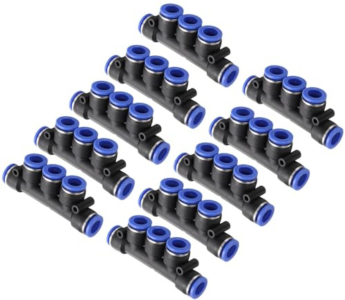 QUARKZMAN 10 Stück Push In Schnellkupplung 10mm (25/64) OD Schlauchverbinder 5 Wege Kunststoff Pneumatik Steckverbinder Schnellverbindungsrohrverschraubungen Push Lock Schnellsteckverbinder