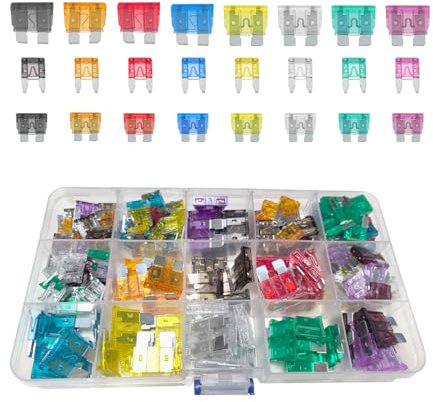JNNJ 180 Pièces Fusible de Voiture, Mini Fusible Auto Set, Assortis Voiture Fusible à Lame Standard, Avec 1 Lame Fusible Extracteur, 2A /3A / 5A/ 7.5A/ 10A/ 15A/ 20A/ 25A / 30A/ 35A/40A(Aluminium)
