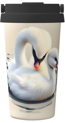 WBQLSL Cute Little swan Patterned Stainless Steel Flask - 12-Hour Long-Lasting Heat and Cold Insulation, Portable Coffee Cup
