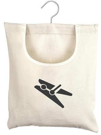 Vierone 1Pcs Peg Bag for Washing Beige Clothespin Storage Bags Reusable Peg Basket for Washing Line 32x28cm Practical Hanging Pegs Bag Box