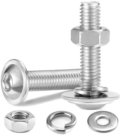 Wavanta M6 x 35 mm Bolt Flanged Button Head Socket Cap Bolt Screws, 10Pcs | Nuts and Bolts 304 Stainless Steel, Allen Screws, Flat & Lock Washers, Nuts and Bolts Assortment Kit