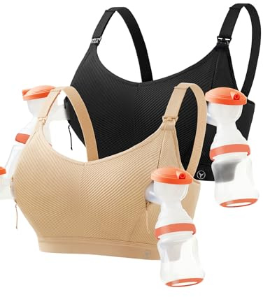 HOFISH Hands-Free Pumping Bra, High Support Nursing Bra for Breastfeeding | Wire-free comfort, flexible fit, hands-free pumping bras, nursing-ready, secure pump hold, for home or work, fits major pumps