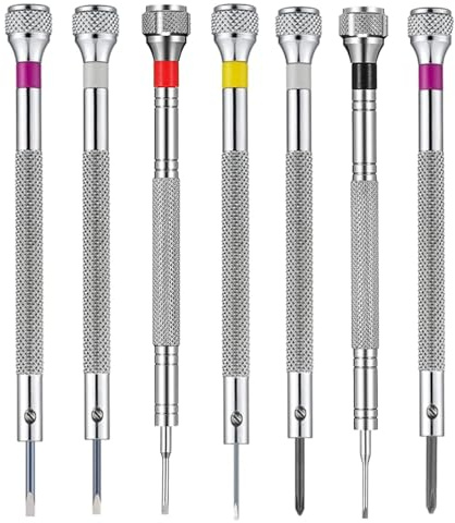 ZHAOYCSH Set 8 Pezzi Cacciavite di per Riparazione Orologi, Occhiali, Gioielli ed Elettronica - Kit di Cacciaviti Micro con Teste Intercambiabili 0.6/0.8/1.0/1.2/1.4/1.6 mm