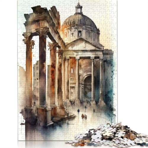 Puzzle für Erwachsene, 500 Teile, Das Forum Romanum, Aquarell-Puzzle, Holzpuzzle für Erwachsene, Denkspiel für Erwachsene und Jugendliche, 500 Teile (52 x 38 cm)
