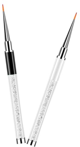 PENIKOKO 2pcs Nail Art Drawing Pens for Manicure DIY Abs Handle with Petal Design and Easy Use