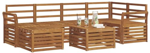 vidaXL 9-teiliges Sofaset, natürliches Akazienholz, massiv, modernes Möbel-Set für Garten und Terrasse, strapazierfähig, wetterfeste Sitze