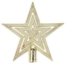 Robelli Mini 10cm Gold Shiny Embossed Star Christmas Tree Topper Decoration