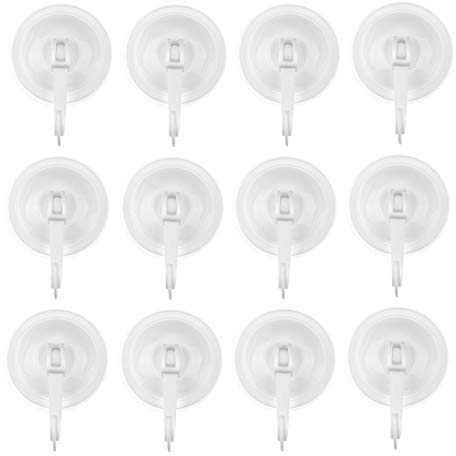 Lot de 12 crochets à ventouse - Système de verrouillage - Puissance d'aspiration sous vide extra forte - Idéal pour la cuisine ou la salle de bain - Pour serviettes, peignoirs, manteaux, poêles,