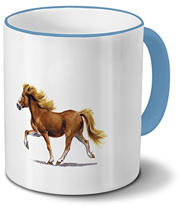 printplanet Pferdetasse Isländer - Tasse mit Pferdebild Isländer - Becher Hellblau