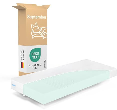 September Komfortschaum Matratze Plus 200 x 210 x 16 cm - H3 Mittel-Fest - Made in Germany - Oeko-Tex - 60° Grad waschbar - 200x210