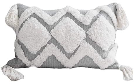 MOCOFO Kissenbezug 30x50cm getuftet Quaste kissenbezüge Bohème Stil Quaste Sofa nur bestickter Bezug