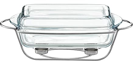 AMBITION Speisewärmer 3,9 L Wärmebehälter für Speisen Stövchen Auflaufform mit Deckel Edelstahl Gestell elegant