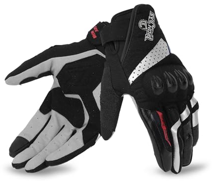 BORLENI Motorradhandschuhe, Vollfinger, atmungsaktiv, Motorradhandschuhe, Touchscreen, Knöchelhandschuhe