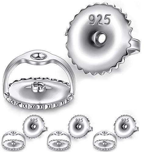 STAY GENT 4 Pairs Silver Earring Backs, Round Earrings Back Replacements Sterling Silver Stud Clutches for Threaded Screw and Earring Backs, Earring Lifters Backs for Women and Girls