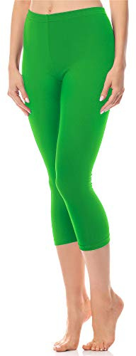 Antié Damen Leggings 3/4 aus Baumwolle AN60-101(Grün,XL)