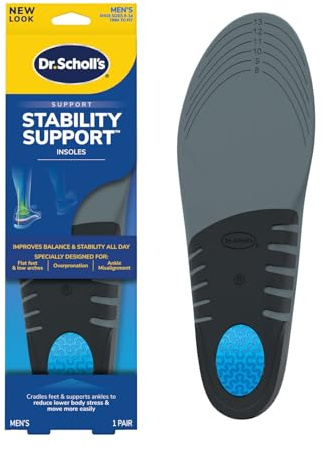 Dr. Scholl’s Flat Feet Support Insoles for Men, Size 8-14: Immediately Relieve Discomfort, Cradle Feet & Improve Ankle Alignment, Due to Overpronation, Low & Fallen Arches, Reduces Lower Body Stress