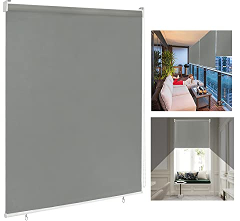 LARS360 Außenrollo Balkon Außenrollo Senkrechtmarkise Rollo Beschattung Balkonrollo Sichtschutzrollo Außensonnenschutz Sonnenschutz UV-Schutz (180 x 140 cm, Grau)