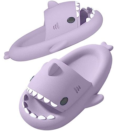 SAGUARO Shark Slides Pillow Herren Badelatschen Rutschfeste Badeschuhe Damen Strand Haifisch Schlappen Original Wolken Lustig Slippers Hai Sommer Hausschuhe Lila 36/37