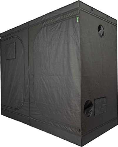 Growerz™ TNT-240L - Tienda de campaña de cultivo de mylar negro, 240 x 120 x 200 cm, 5,76 m^3, marco de acero de aleación resistente, ventana de observación, múltiples puertos de ventilación y cable
