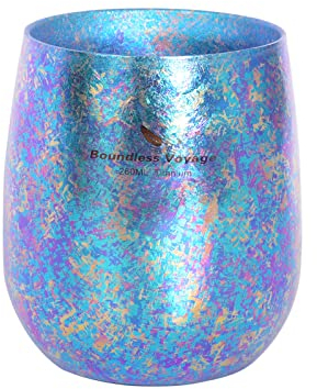 Boundless Voyage Titanium Cup Double-Layer Colorful Cup Camping Water Cup Tragbarer Reisebecher für Tee Wein Bier Fruchtsaft Ti3084D(blau)