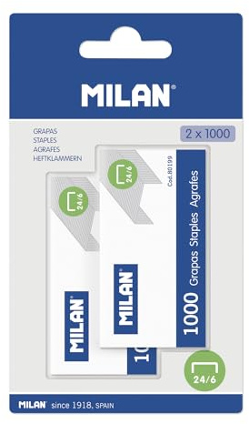 Blister 2 lådor med 1000 klammer 24/6 MILAN®