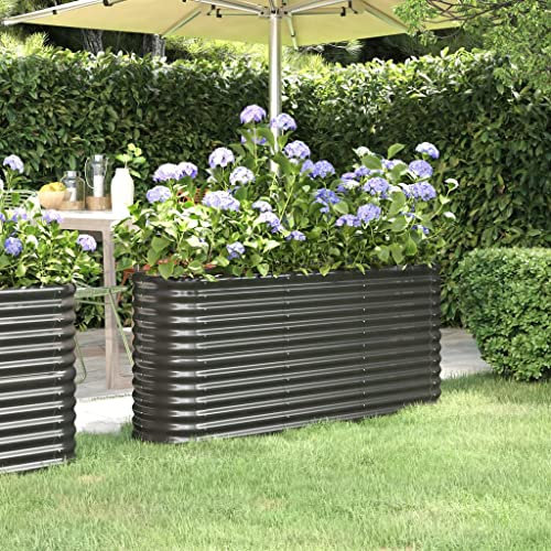 WIFESE JardinièRe Acier Enduit De Poudre 152x40x68 Cm Anthracite Jardiniere Exterieur Grande Taille Jardiniere Balcon Jardiniere sur Pieds Carré Potager Bacs à Fleurs Potager Bac A Fleur