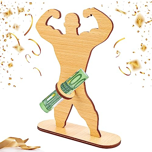 Cumpleaños Regalo de Dinero de Madera - Fitness, Deporte, Hombre musculoso - Regalos de Dinero de Cumpleaños - Regalos de Dinero de Aniversario - Regalos de Madera Amigos Familia (Hombre musculoso)