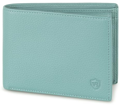 VON HEESEN Leder Geldbörse RFID Schutz I Echtleder Geldbeutel für Damen & Herren I Portemonnaie Brieftasche Wallet Portmonee (Türkis)