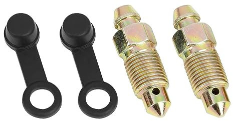 Lot de 2 boulons banjo M10 x 1 mm - Vis de purge automobile pour moto - Vis de vidange avec couvercle anti-poussière en caoutchouc - Argent 1996-2023