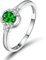 Diamond Ring, Vorsteckring Gold 750 18 Karat Weißgold Tsavorit 0.29ct Ovale Form Elegant Komfort Fit Größe 47 (15.0)