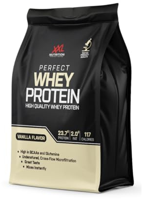 XXL Nutrition - Perfect Whey Protein - Eiweiss Pulver, Beste Qualität 100% reines Konzentrat, Mit EAA & BCAA - 78,5% Proteingehalt - 4000 Gramm - Vanille