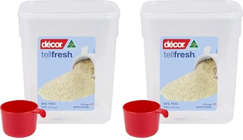 Décor Tellfresh Tall Large Storage Container with Pantry Scoop | Large Airtight Container | Practical & Stackable Design | 3L Capacity (Pack of 2)