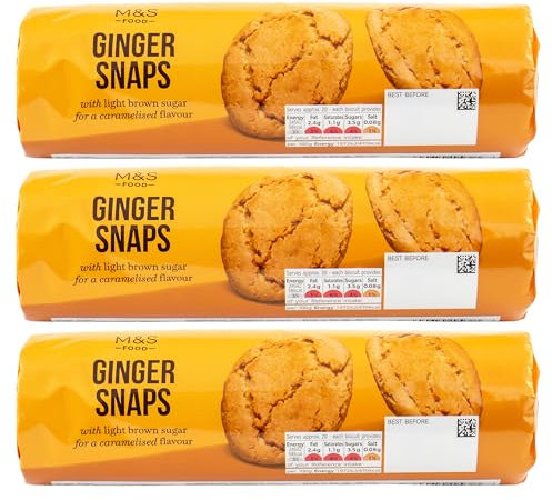 3 x 250g Ginger Snaps, Traditional Biscuits with Light Brown Sugar for a Caramelised Flavour - 750g