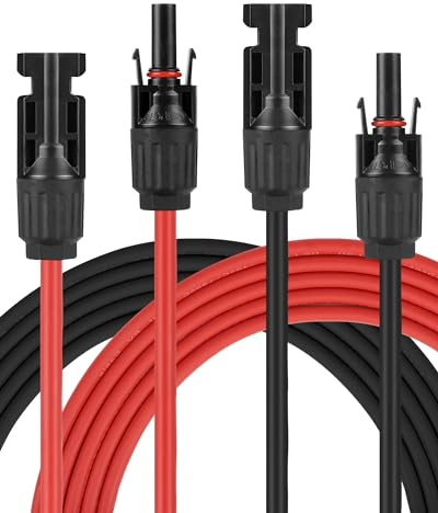 Diealles Shine® Solarkabel 4mm², 2m PV Kabel Verlängerung mit Solarstecker, IP67 Wasserdicht, Rot+Schwarz