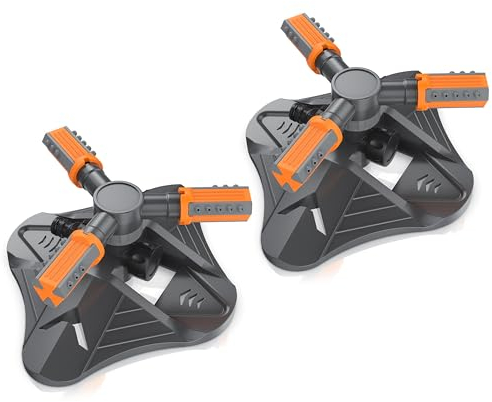 Brandson 2X 360 Grad Kreisregner Rasensprenger 3/4 Zoll, Garten Sprinkler, Rotierender Wasser Sprinkler, Große Flächen, 3 Arm Sprenger, mit Schnellkupplung, für Bewässerungsanlagen, Rasensprinkler
