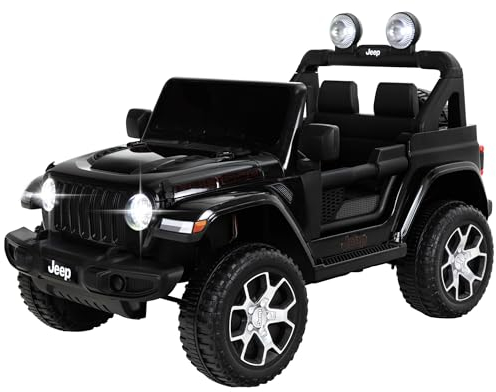Actionbikes Motors Kinder Elektroauto Jeep Wrangler Rubicon | Fernbedienung mit First Funktion - Kinderauto elektrisch - Elektrofahrzeuge - Elektro Auto für Kinder ab 3 Jahre (1-Sitzer Schwarz)