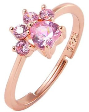 PAMTIER Frauen Edelstahl Ring Niedlich Welpe Hund Katze Haustier Paw Print Ring offen einstellbar Tier Fußabdruck Finger Wrap Band Promise Ring