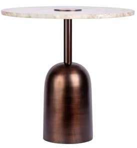 Qiyano Edler Beistelltisch Inola Braun - Luxus Marmorplatte, Robustes Edelstahlgestell, Wohnzimmer, Schlafzimmer, Sofatisch, Ablagetisch, Modern, Stil