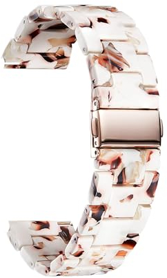 BINLUN Resin Watch Straps 12 14 16 18 20 22 mm for Women Replacement Watch Band 14 Colors Quick Release Wrist Strap Smart Watch Bracelets, Naugat White,16mm