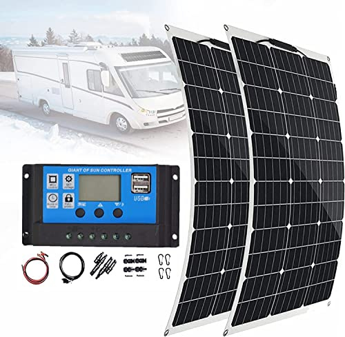 Kit De Panneau Solaire 600 W 12 V, Panneau Solaire Flexible 2 X 300 W avec Chargeur De Batterie Solaire, Contrôleur De Charge 40 A, Fil for Yacht, Bateau, Camping-Car, Cabine