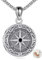 URONE Compass Locket Necklace 925 Sterling Silver Compass Locket Pendant Necklace Compass Jewellery Gifts for Men Women