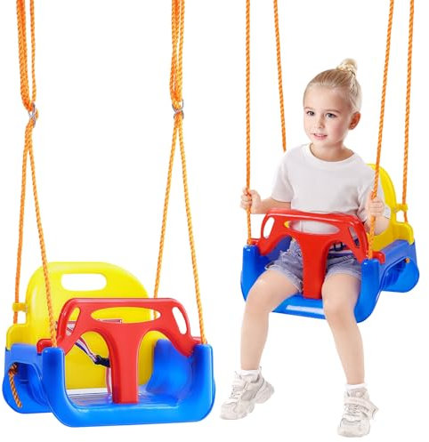 VEVOR Siège de Balançoire pour Bébés 3-en-1, Assis de Balançoire Capacité de Charge de 91 kg, avec Cordes Réglables et Mousquetons, Confortable et Sécurisé, Amovible, pour Extérieur et Intérieur